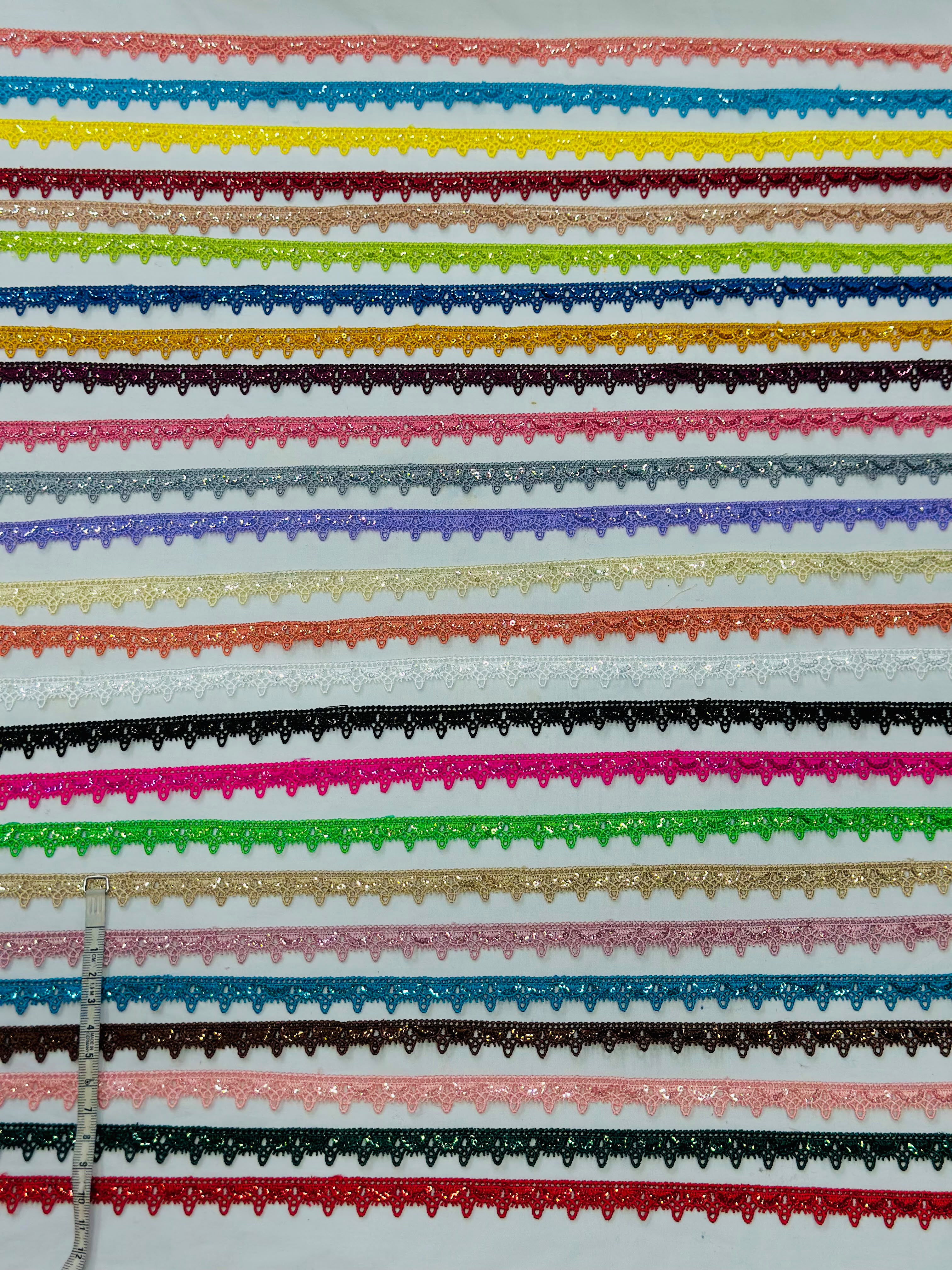 China Original Colorful Diamond Sitara Lace | Rs.27/Gaz | Complete Set