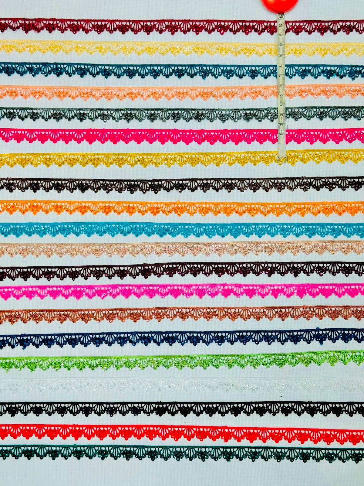 China Original Colorful Diamond Sitara Lace | Rs.28/Gaz | Complete Set