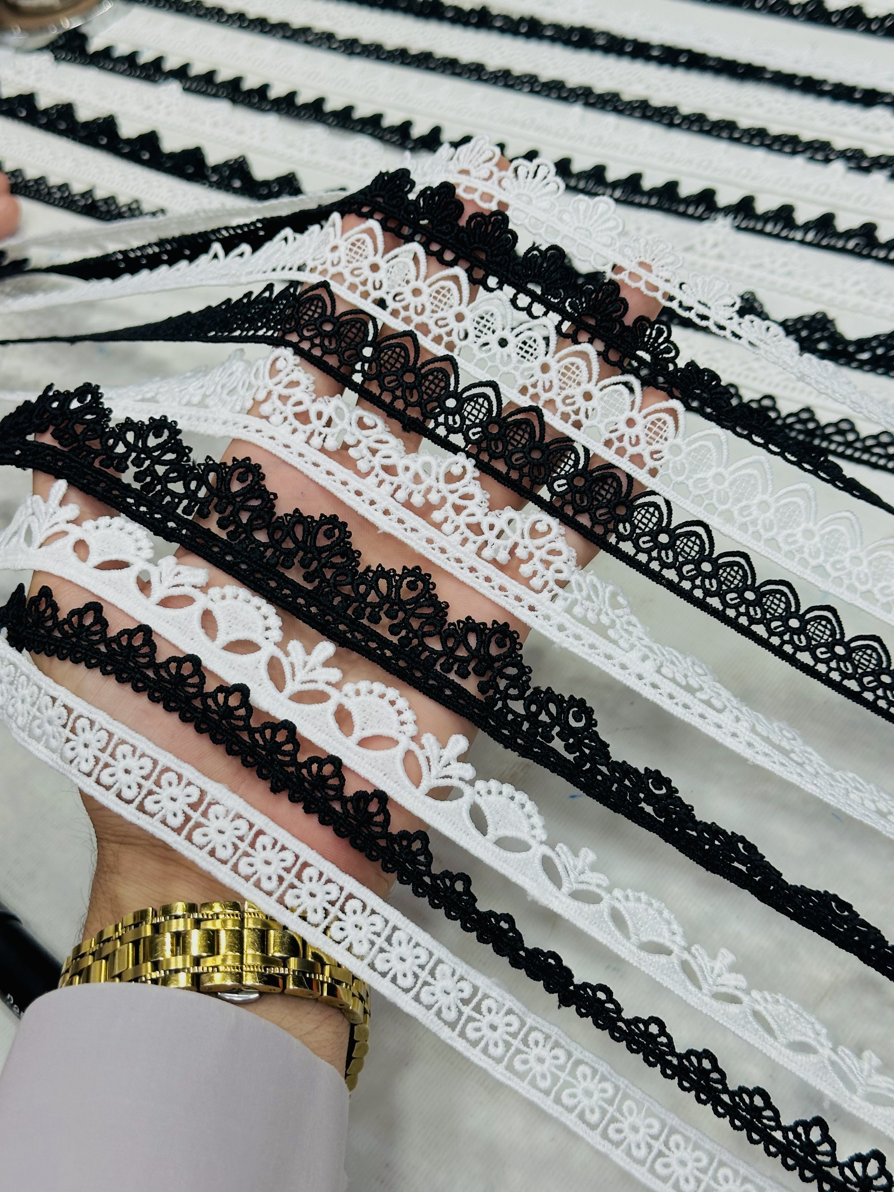 Milky White Black Lace
