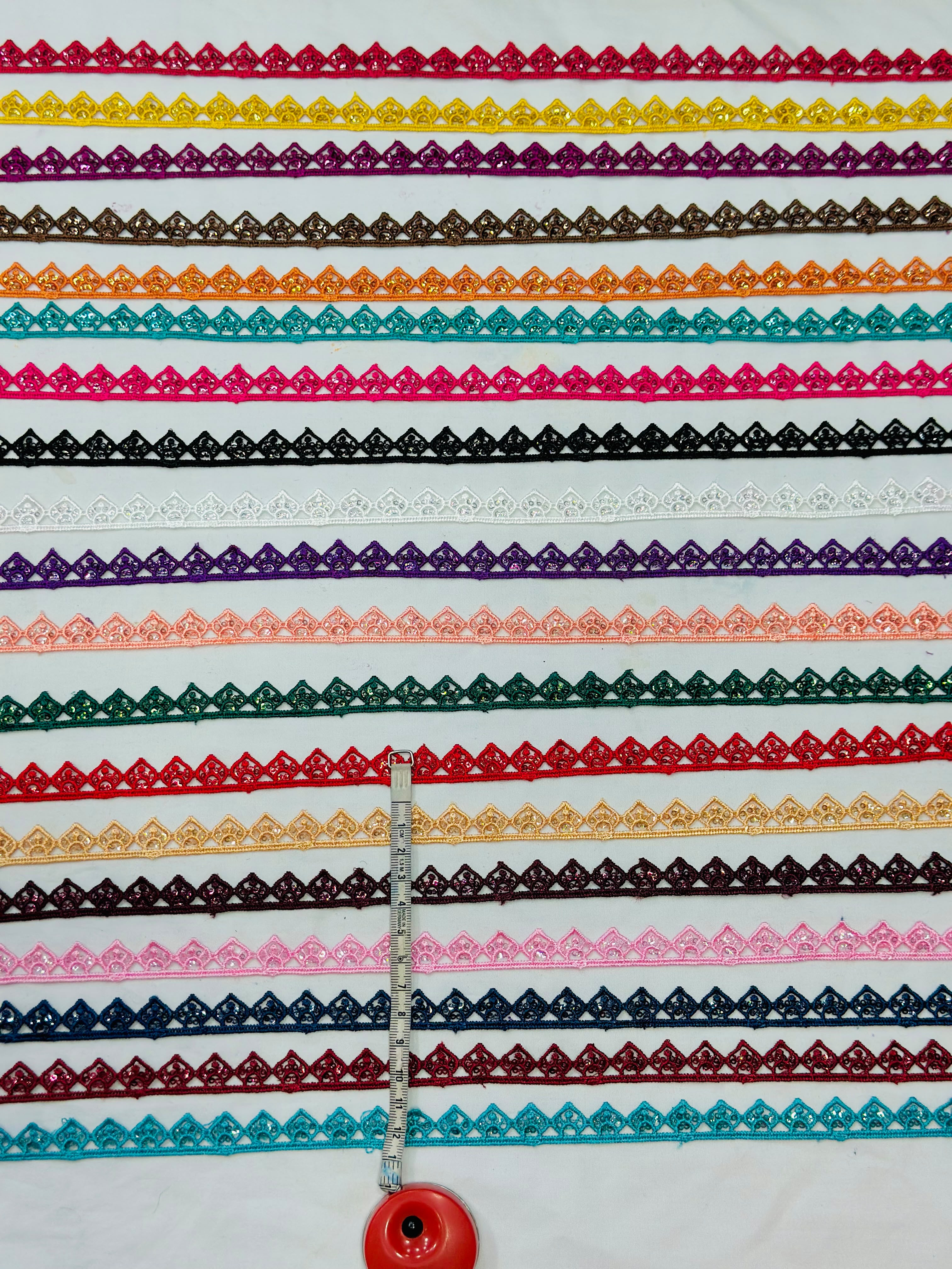 China Original Colorful Diamond Sitara Lace | Rs.23/Gaz | Complete Set